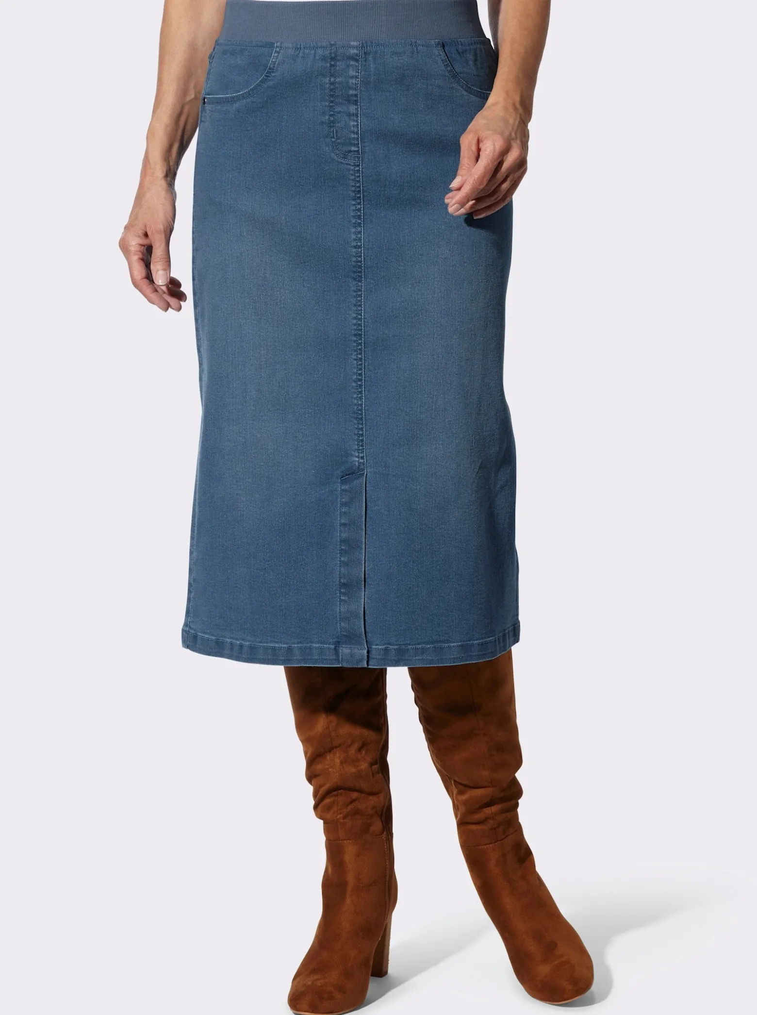 Jeansrock mit geripptem Dehnbund