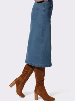 Jeansrock mit geripptem Dehnbund