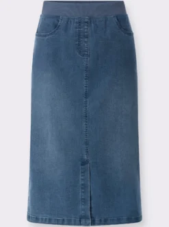 Jeansrock mit geripptem Dehnbund