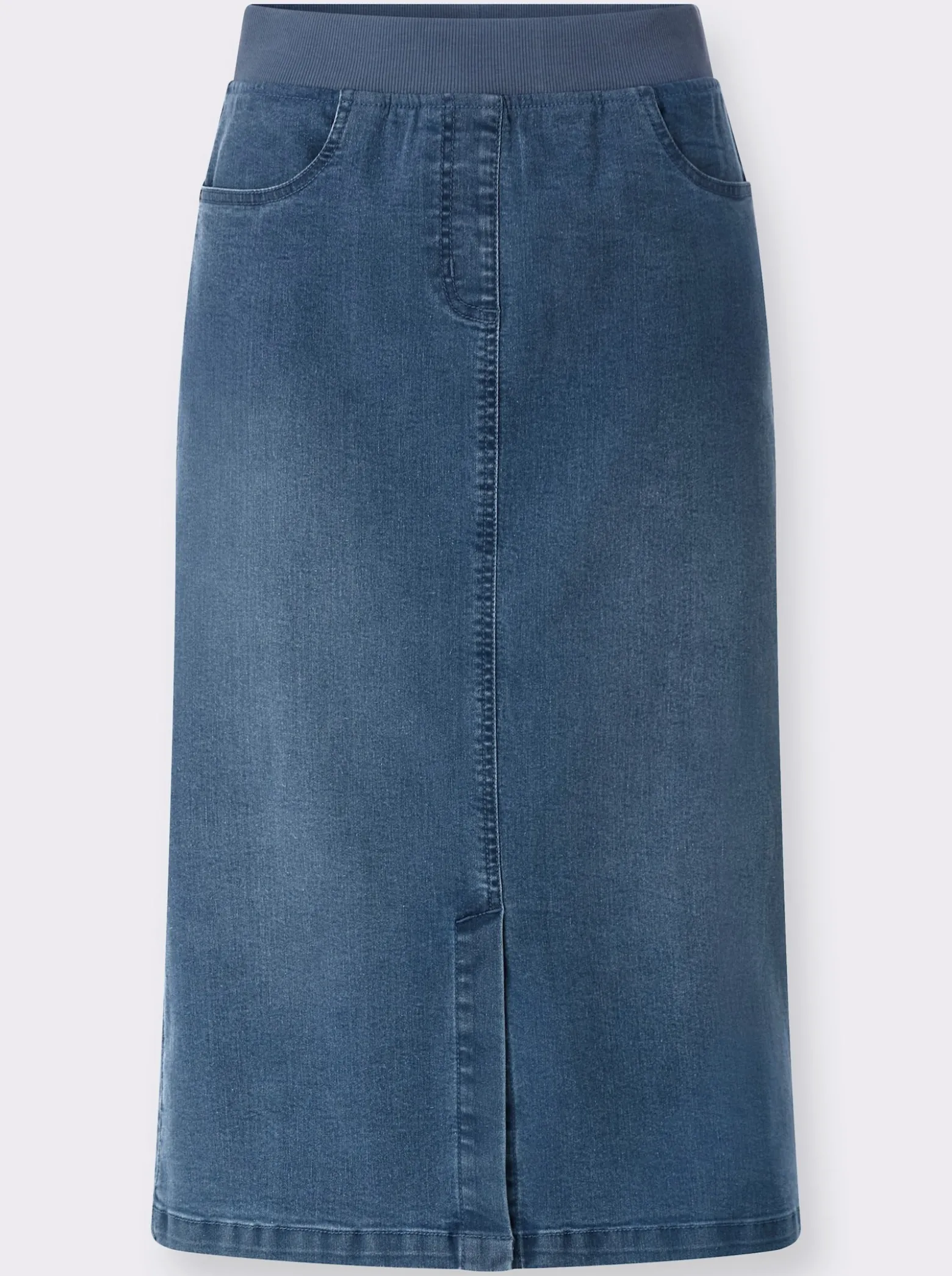 Jeansrock mit geripptem Dehnbund