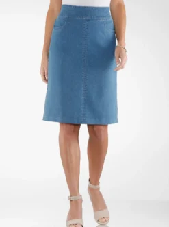 Jeansrock mit hoher Bundpatte