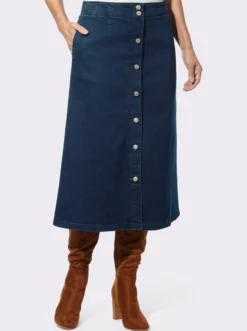 Jeansrock mit imitierter Knopfleiste