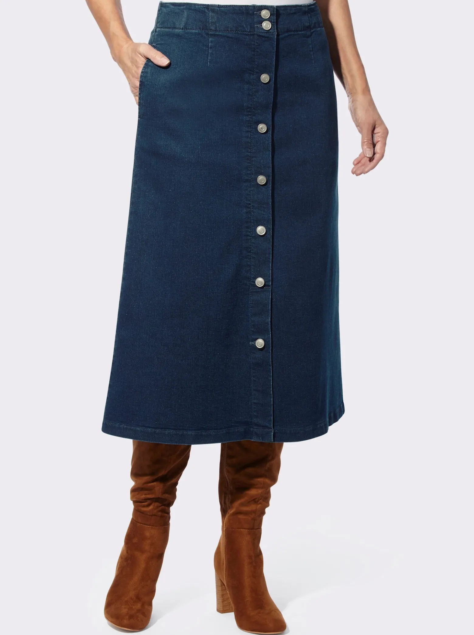 Jeansrock mit imitierter Knopfleiste