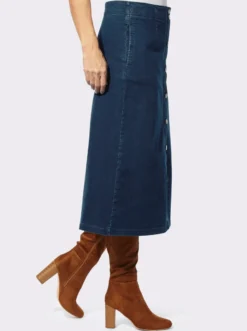 Jeansrock mit imitierter Knopfleiste