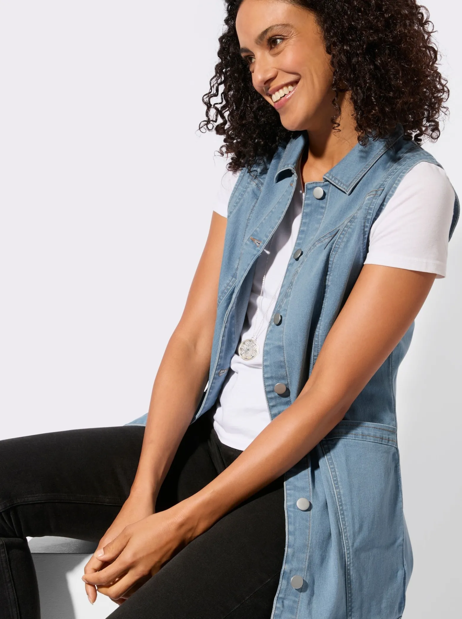 Jeansweste in Longform