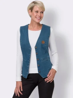 Jeansweste in verkürzter Form