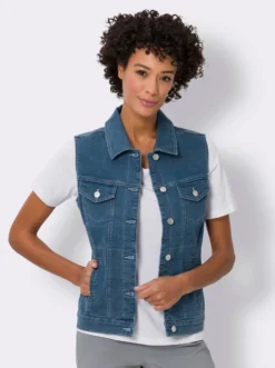 Jeansweste mit aufgesetzten Pattentaschen