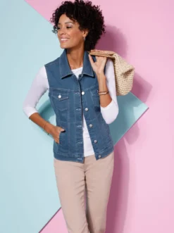 Jeansweste mit aufgesetzten Pattentaschen
