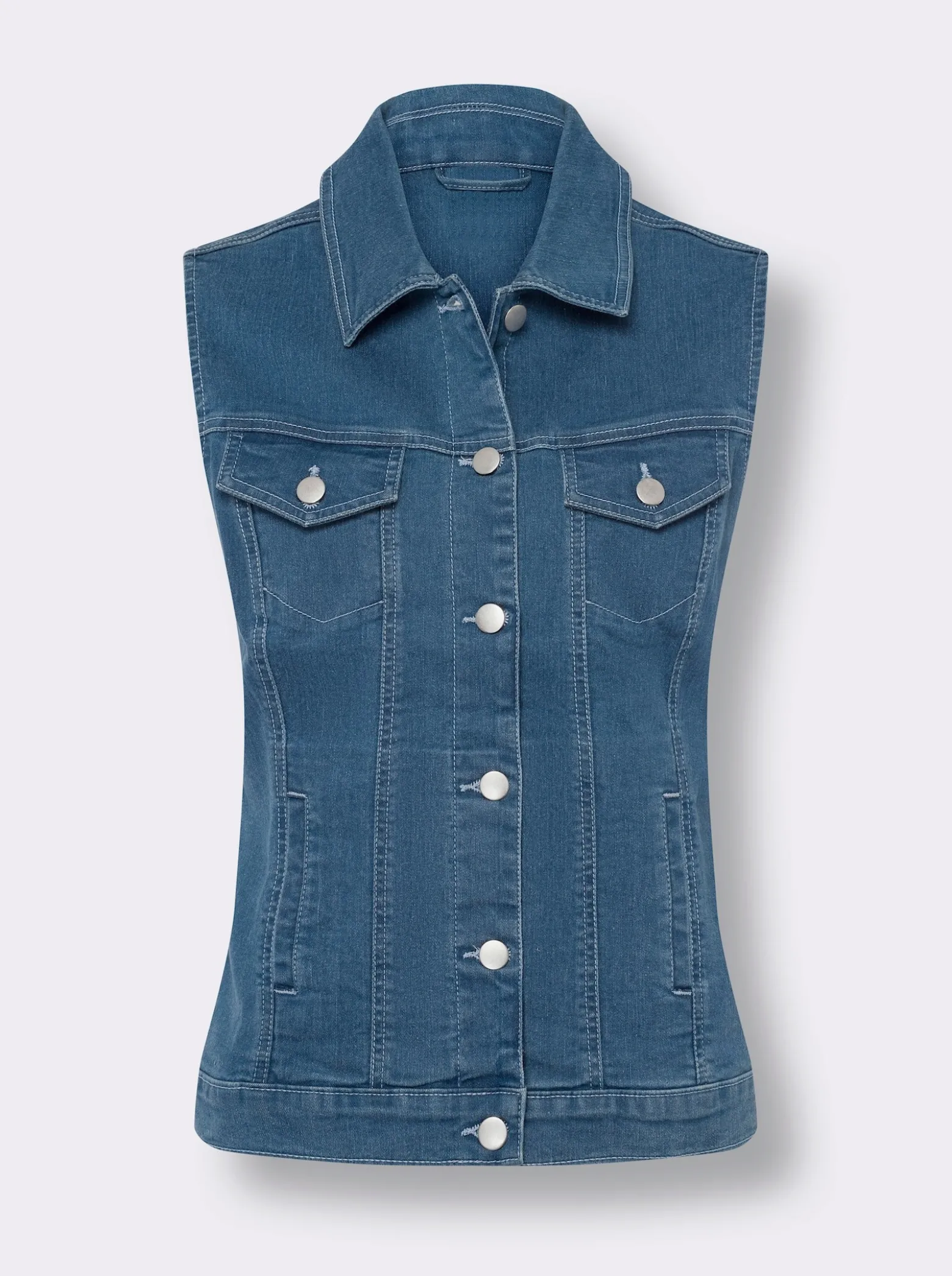 Jeansweste mit aufgesetzten Pattentaschen