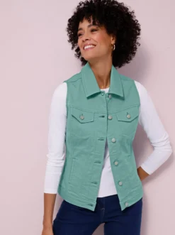 Jeansweste mit aufgesetzten Pattentaschen