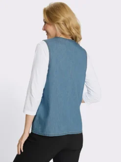 Jeansweste mit Knöpfen in Horn-Optik