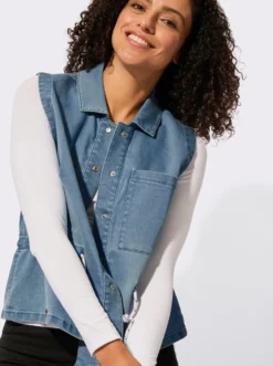 Jeansweste mit Kordelgürtel
