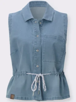 Jeansweste mit Kordelgürtel