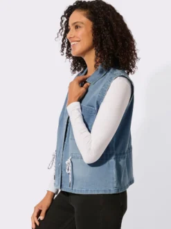Jeansweste mit Kordelgürtel