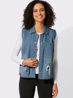 Jeansweste mit Kordelgürtel