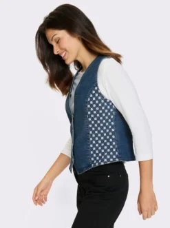 Jeansweste mit Lochstickerei