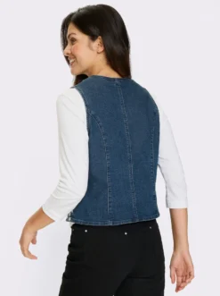 Jeansweste mit Lochstickerei