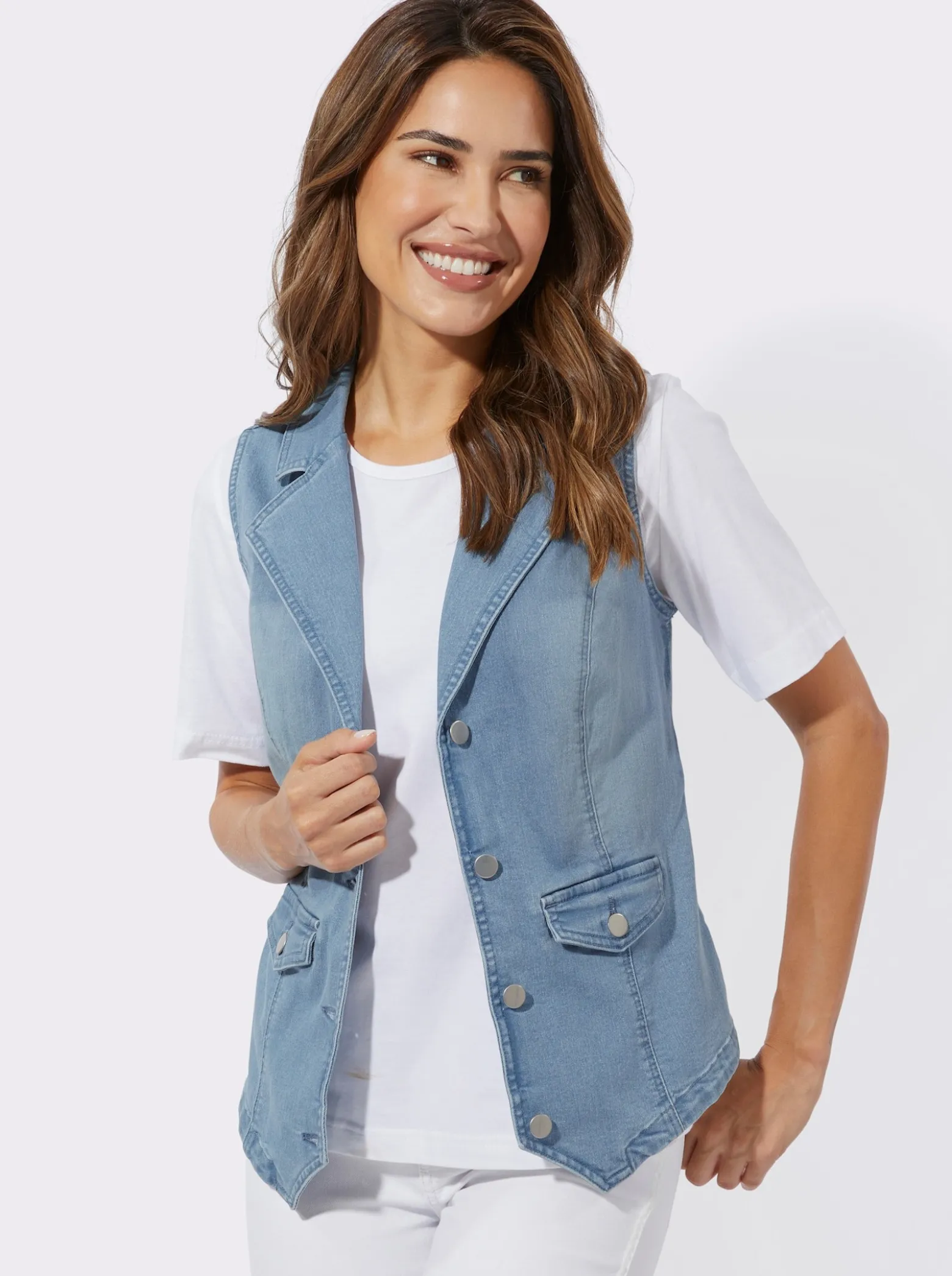 Jeansweste mit Reverskragen