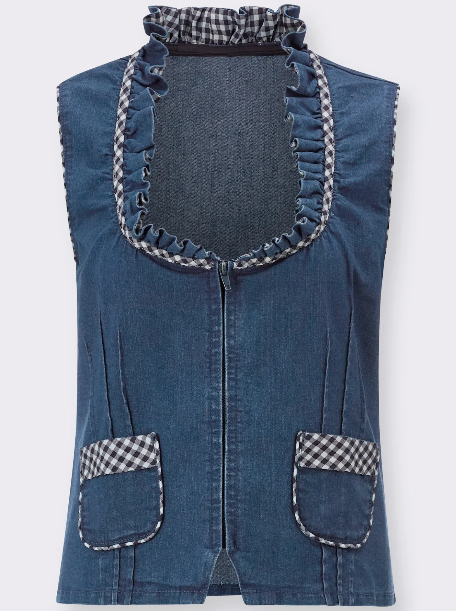 Jeansweste mit Rüschen