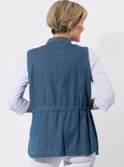 Jeansweste mit schräger Schulterpasse