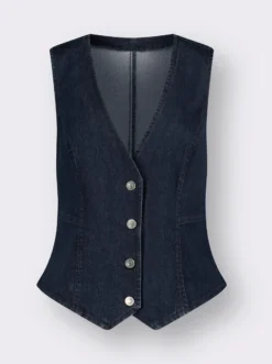 Jeansweste mit spitz zulaufendem Saum vorne