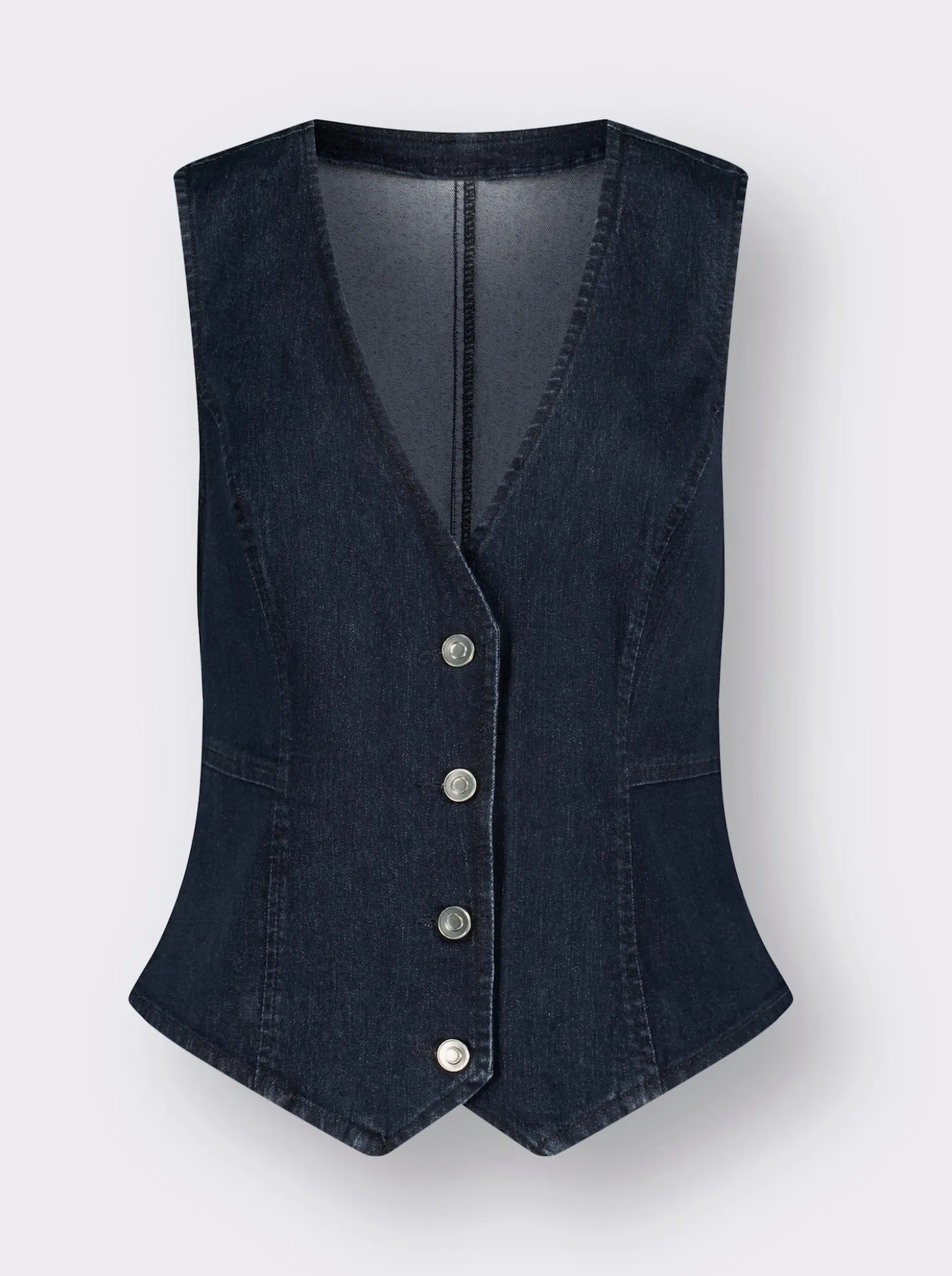 Jeansweste mit spitz zulaufendem Saum vorne