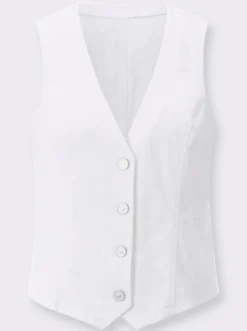 Jeansweste mit spitz zulaufendem Saum vorne