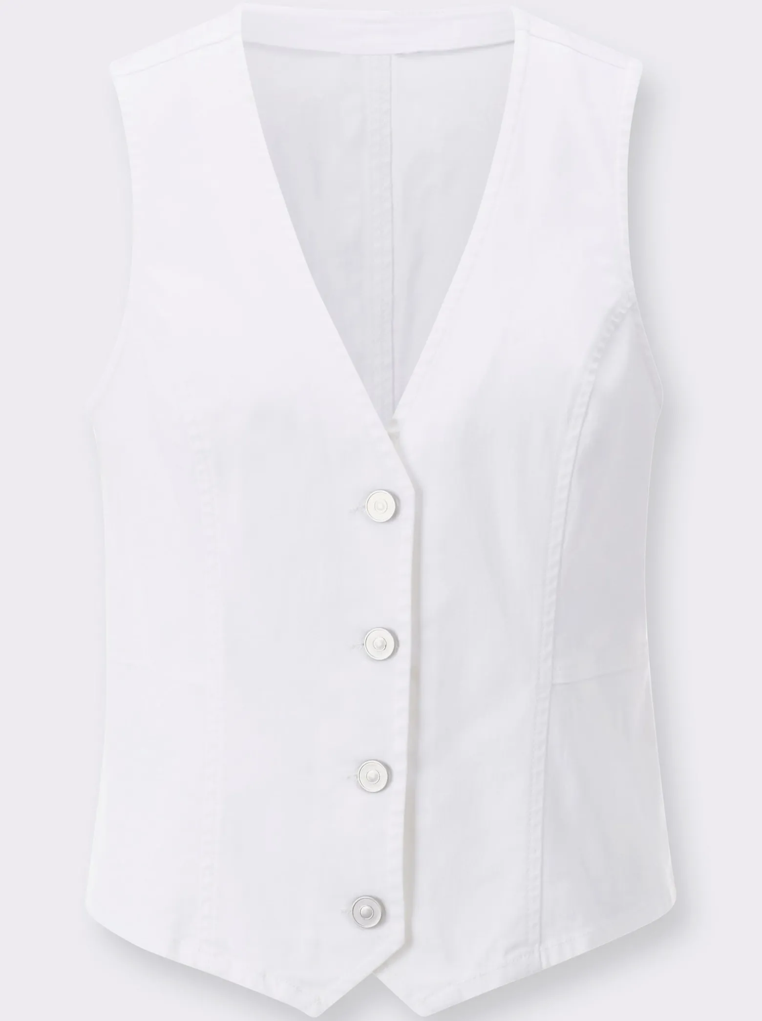 Jeansweste mit spitz zulaufendem Saum vorne