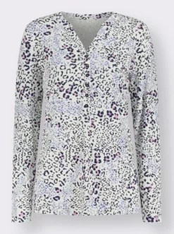 Jersey-Bluse mit Knopfleiste