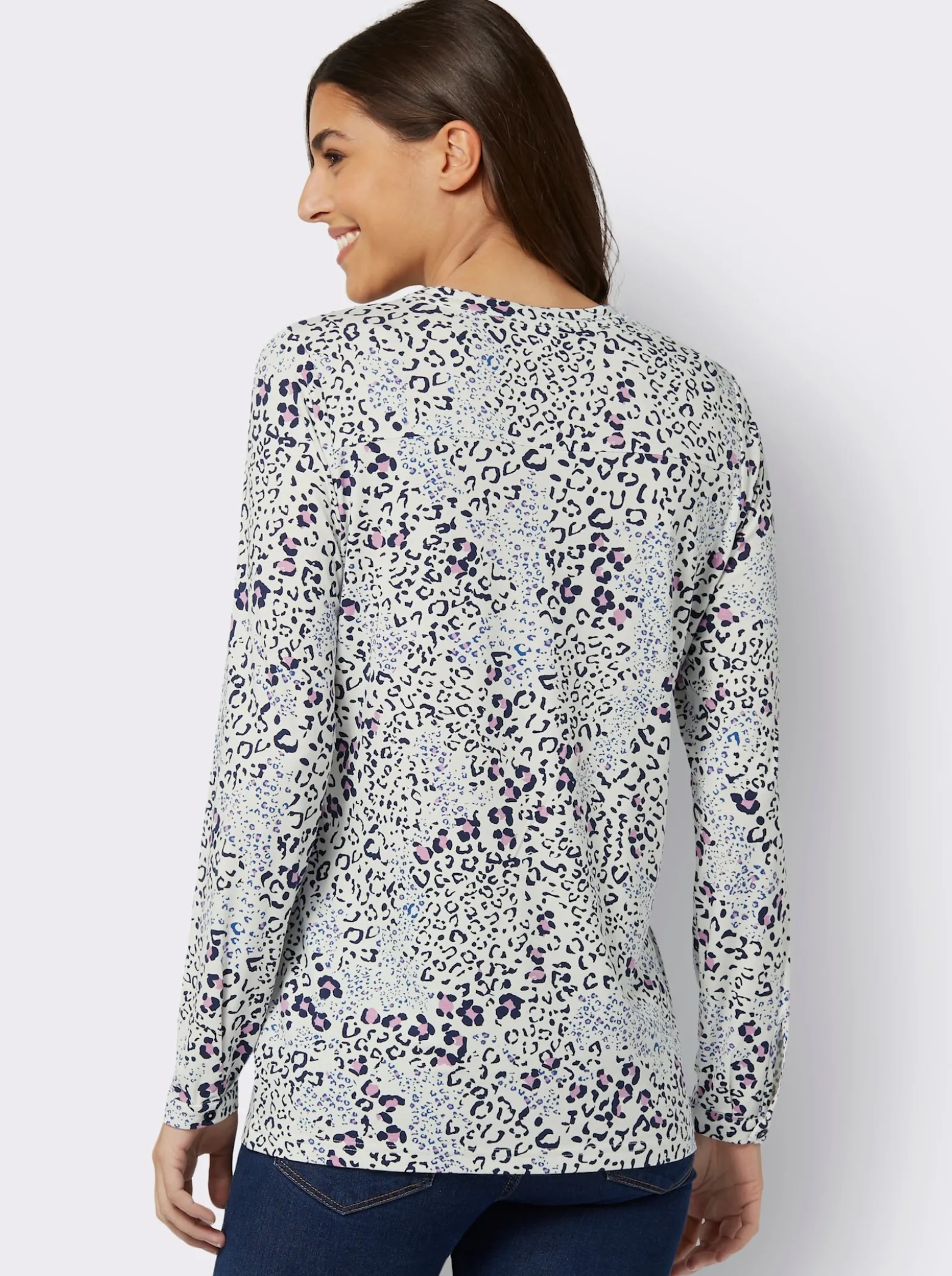 Jersey-Bluse mit Knopfleiste