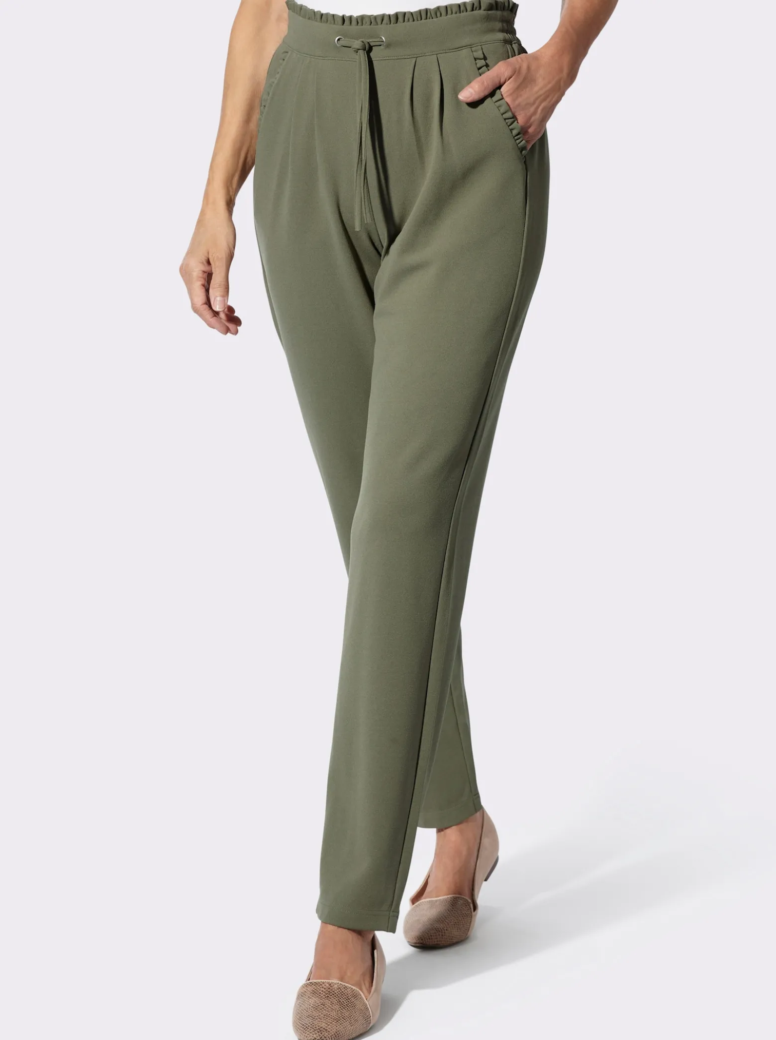 Jerseyhose mit Rüschen am Dehnbund
