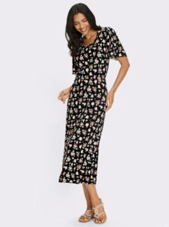 Jerseykleid im Blüten-Dessin