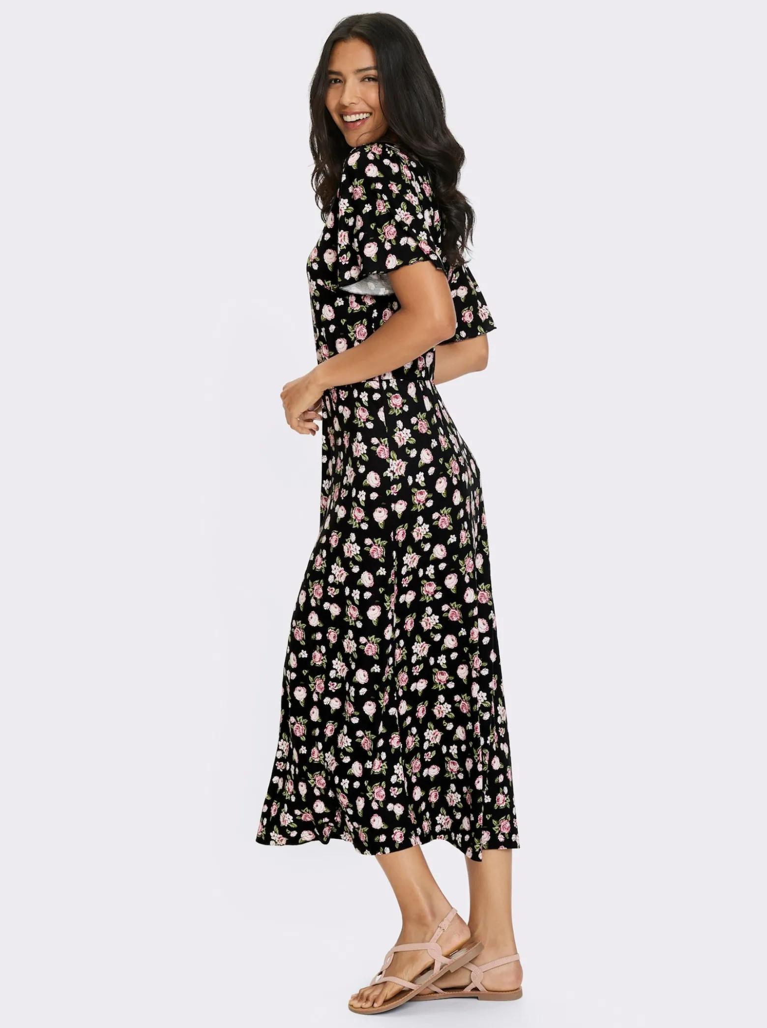 Jerseykleid im Blüten-Dessin