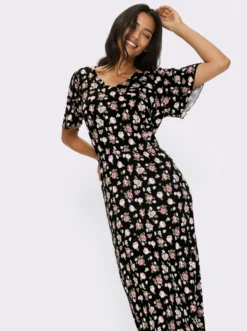 Jerseykleid im Blüten-Dessin