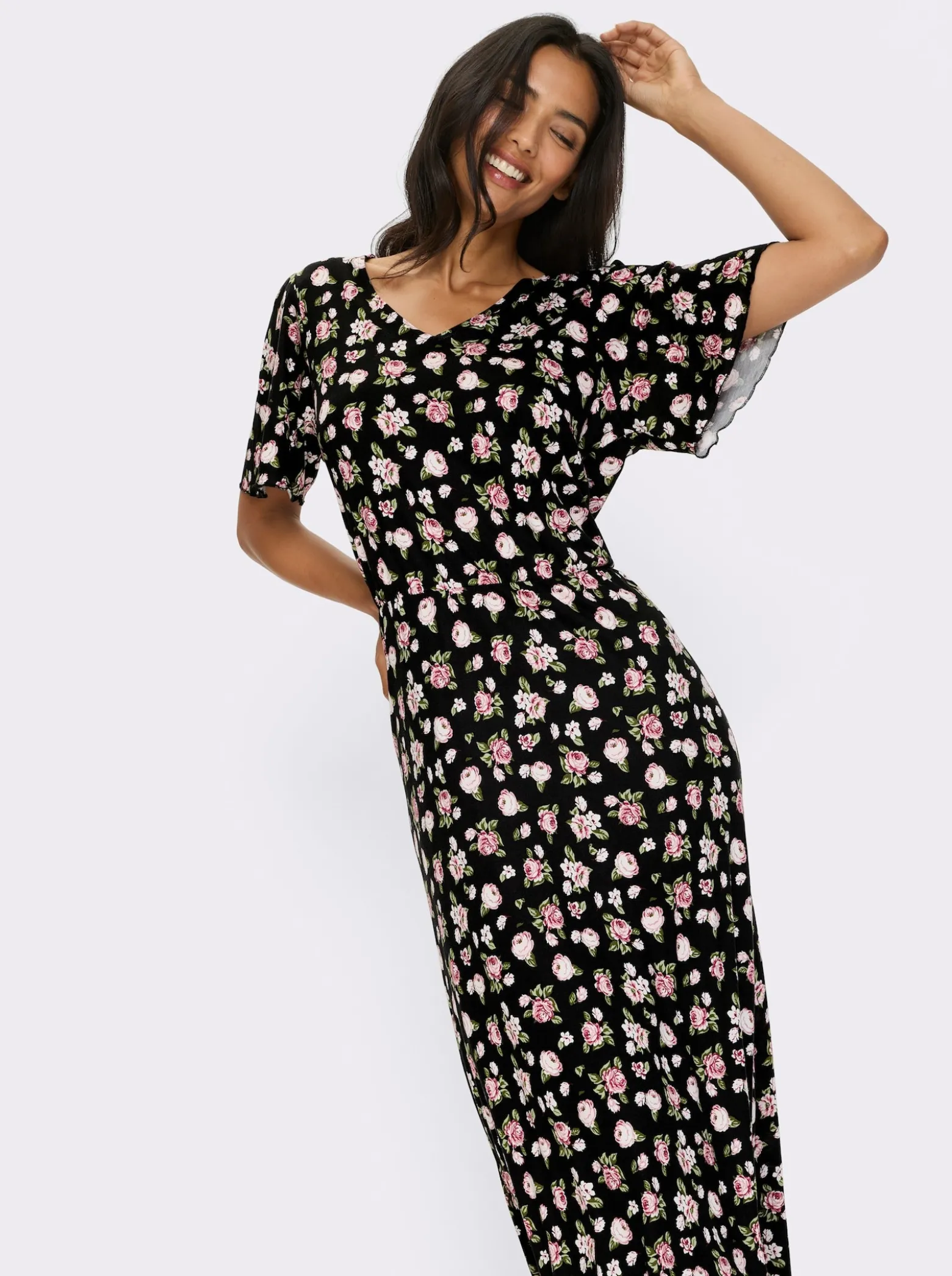 Jerseykleid im Blüten-Dessin