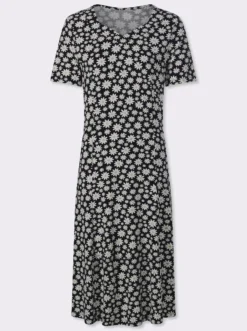 Jerseykleid im Blütendruck allover