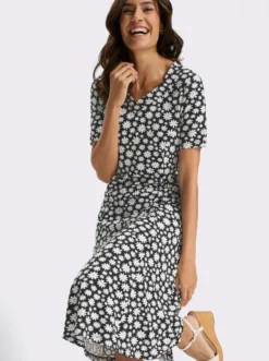 Jerseykleid im Blütendruck allover