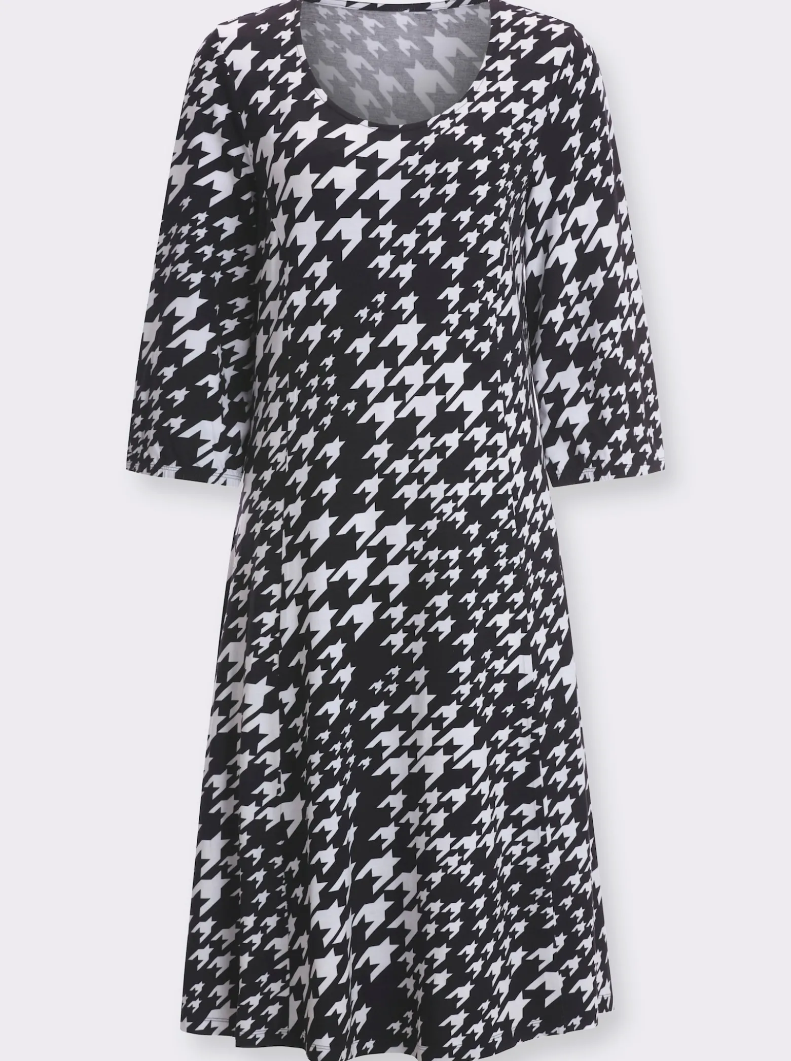 Jerseykleid im Hahnentritt-Muster