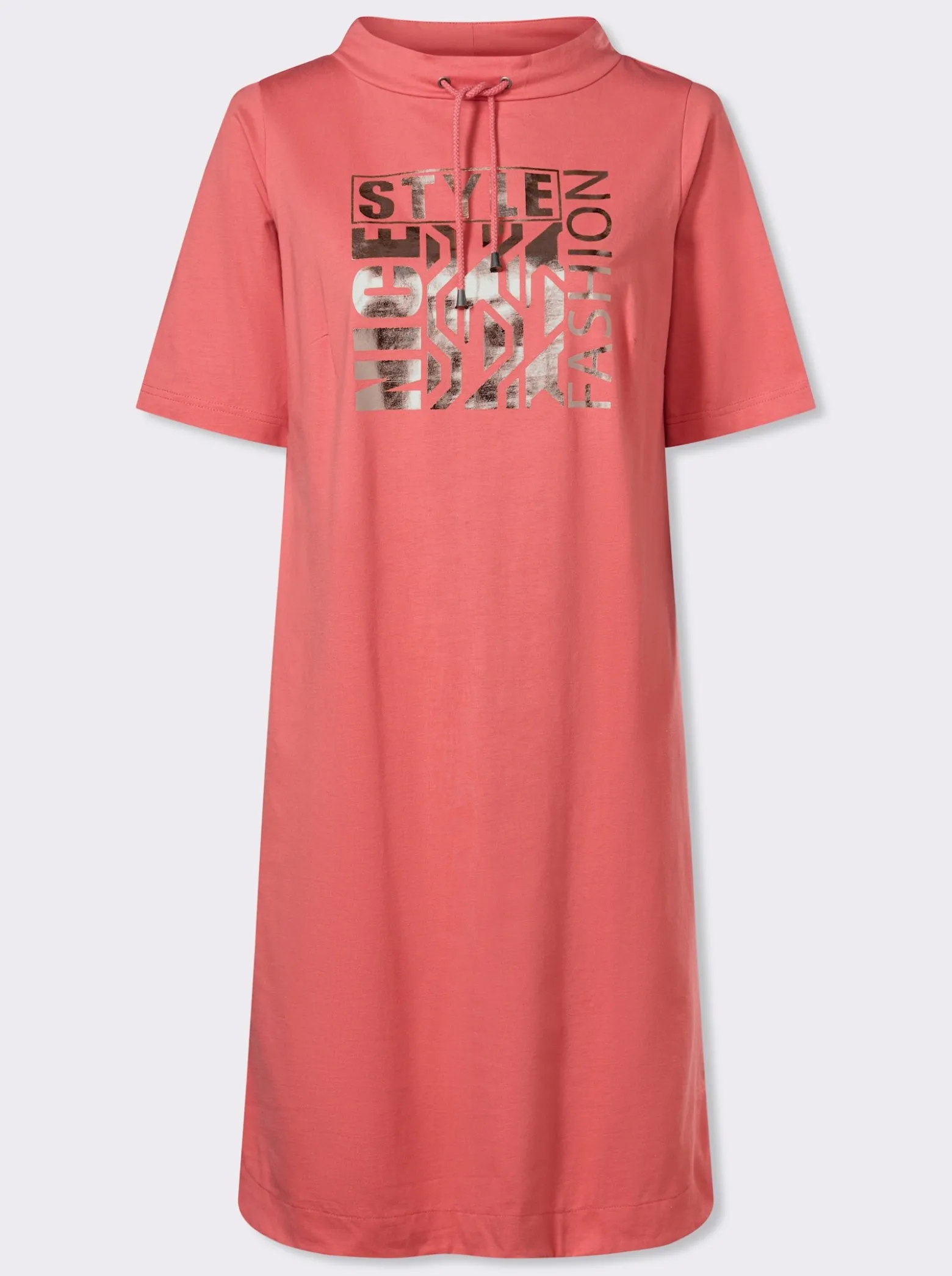 Jerseykleid mit abgerundeten Seitenschlitzen