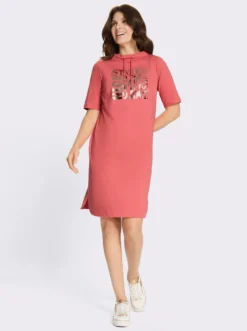 Jerseykleid mit abgerundeten Seitenschlitzen