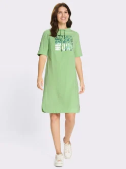 Jerseykleid mit abgerundeten Seitenschlitzen