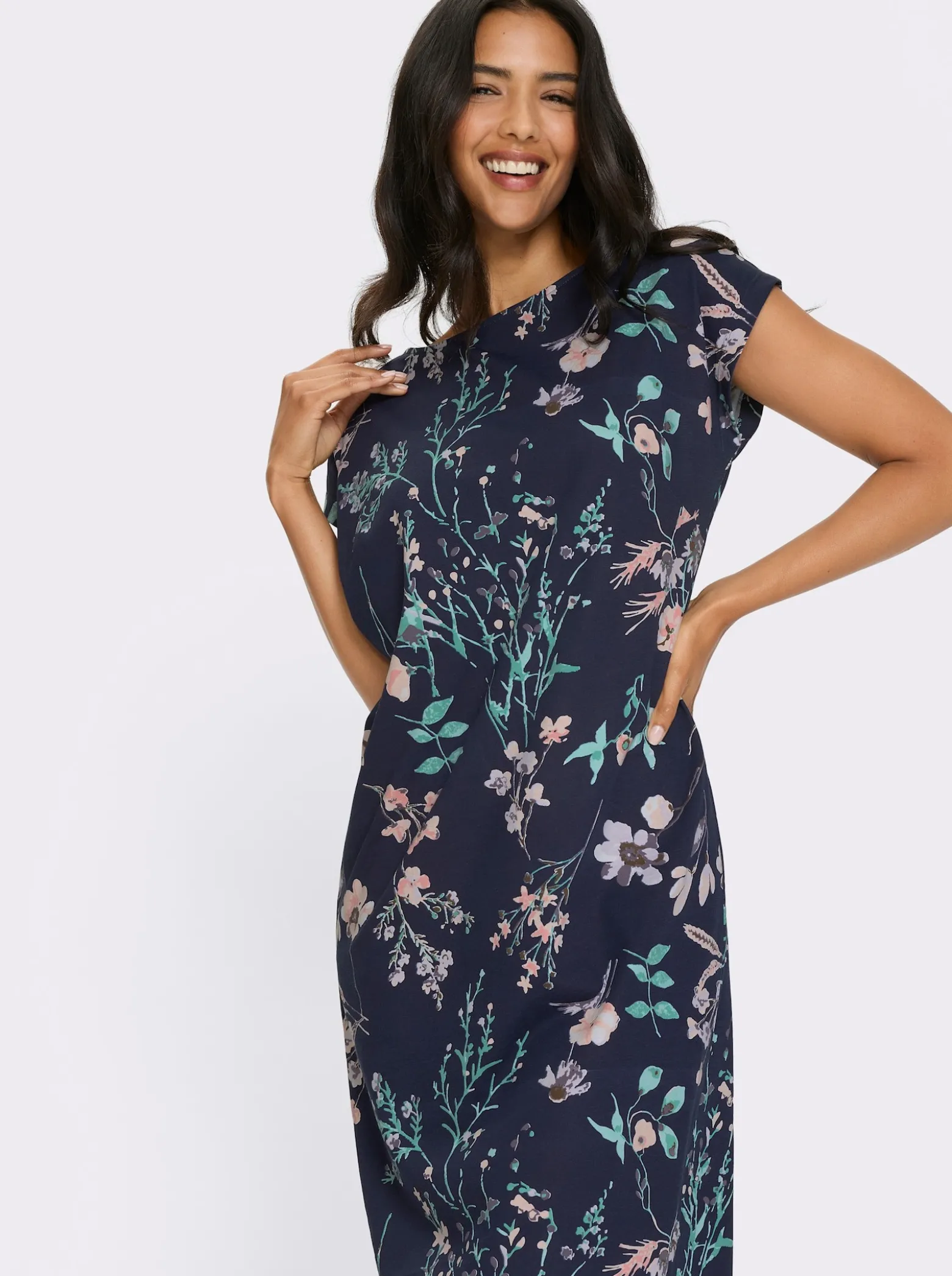 Jerseykleid mit abnehmbarem Bindegürtel