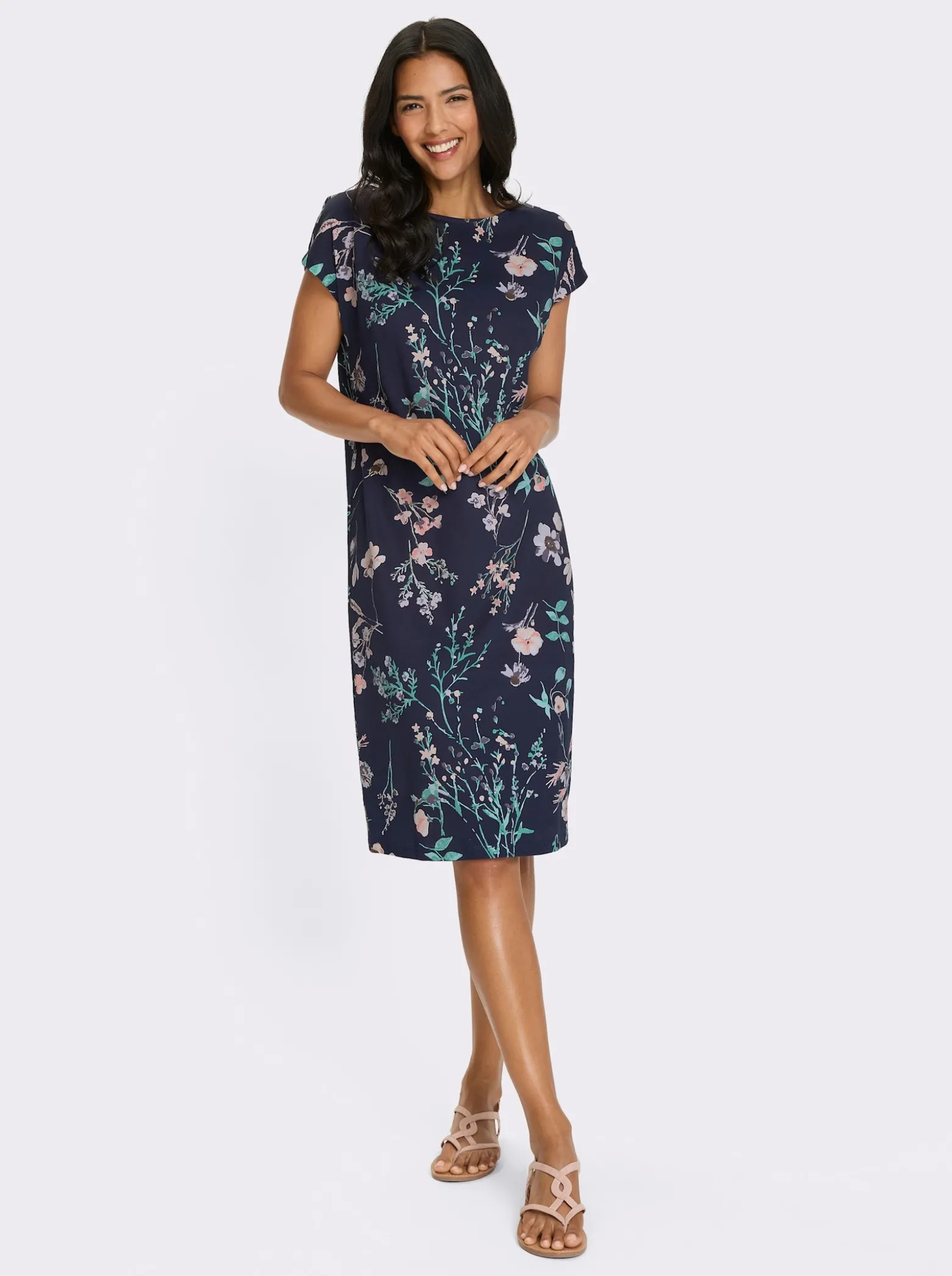 Jerseykleid mit abnehmbarem Bindegürtel