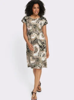 Jerseykleid mit Animal-Muster-Mix