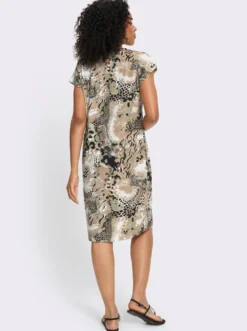 Jerseykleid mit Animal-Muster-Mix