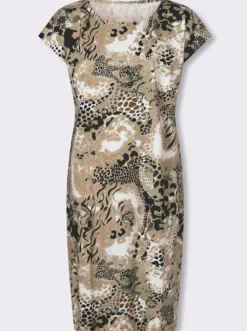 Jerseykleid mit Animal-Muster-Mix