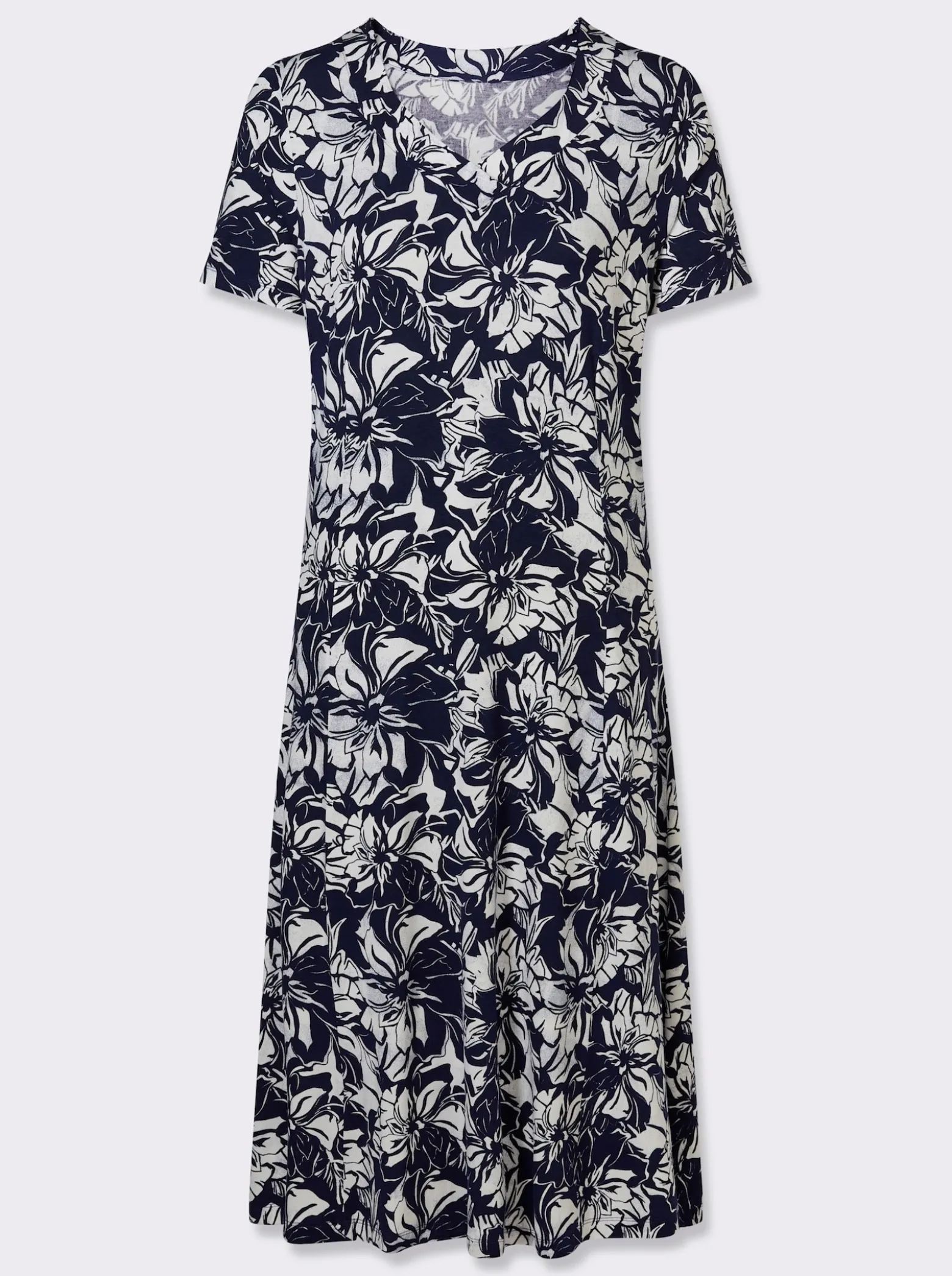 Jerseykleid mit ausgestelltem Rockteil