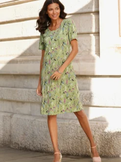 Jerseykleid mit Blumendruck