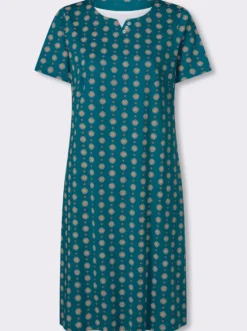 Jerseykleid mit einfarbigem Einsatz am Ausschnitt