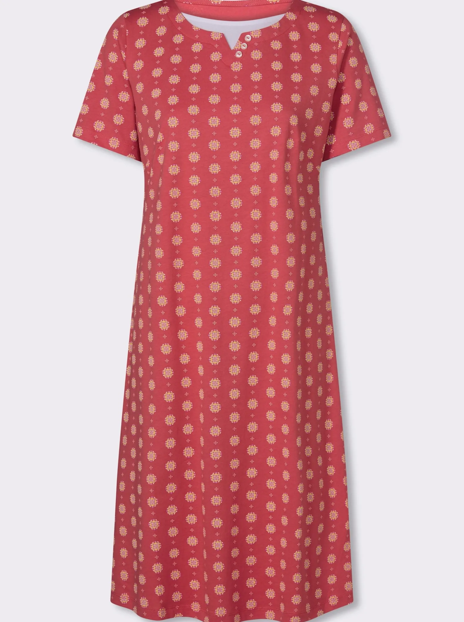 Jerseykleid mit einfarbigem Einsatz am Ausschnitt